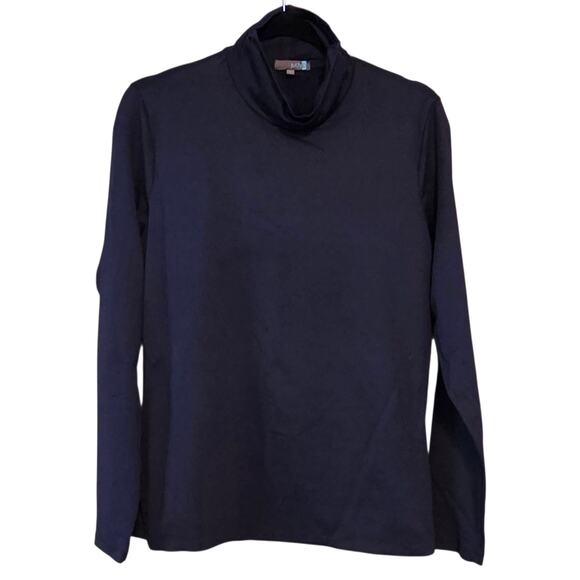 Judy P Jackie Turtleneck Black sz Large Ruched neck, Double layer front Stretch - Picture 1 of 11